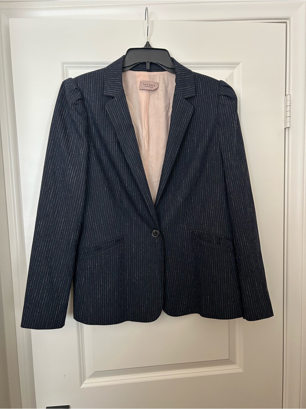 Two pieces! Rebecca Blazer with pants! Navy with white pinstripe